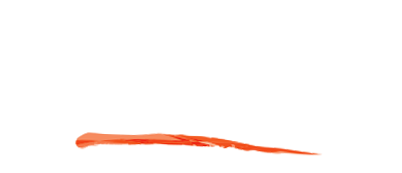 A horizontal orange-red watercolor brush stroke on a white background.